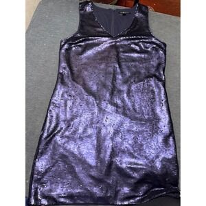 Banana Republic Navy Blue Sequin V-Neck Sleeveless Shift Cocktail Dress Size‎ 8